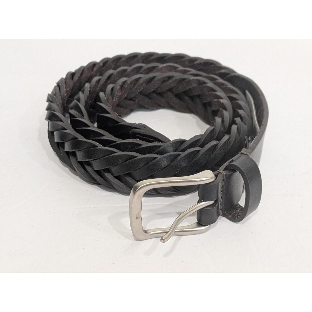 Lucky Brand Mens Black Braided Leather Belt Size 34 Woven Western Boho Casual 34